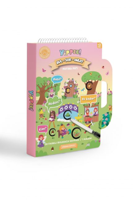 Bul-Sor-Anlat Meraklı Peri - 3 Seviyeli Eğitici Bulmaca Kitabı + Silinebilir Kalem