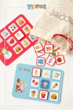 Çocuk Tombalası - Karma Temalı | Ham Bez Kese | 8 Tabla | 60 Parça - Görsel 4