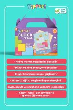 YİPPEE Block Puzzle - Eğitici Zeka Oyunu | 7 Blok | 20 Seviye Kart | 3 Zorluk | Akıl ve Mantık Oyunu - Görsel 7