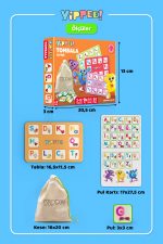 YİPPEE Çocuk Tombala – Alfabe Temalı | Ham Bez Kese | 8 Tabla | 40 Pul (60 Parça) - Görsel 5