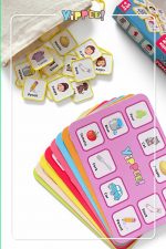 YİPPEE Çocuk Tombala – İngilizce Temalı | Ham Bez Kese | 8 Tabla | 40 Pul (60 Parça) - Görsel 7